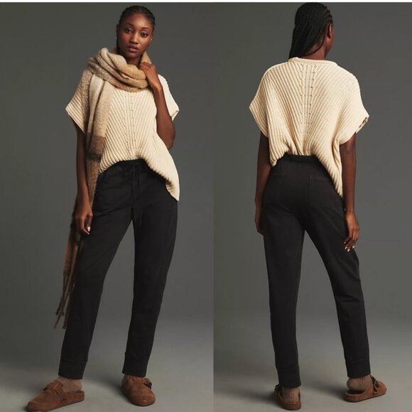 NEW Anthropologie Daily Practice Black Drawstring Jogger Lounge Pants (Small) - Picture 1 of 8